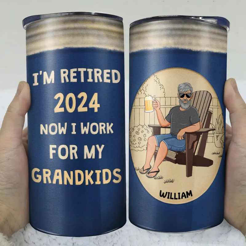 Retired Work For My Grandkids - Personalized 4 In 1 Can Cooler Tumbler
