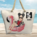 Girl On Float Monogram - Personalized Beach Bag