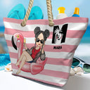 Girl On Float Monogram - Personalized Beach Bag