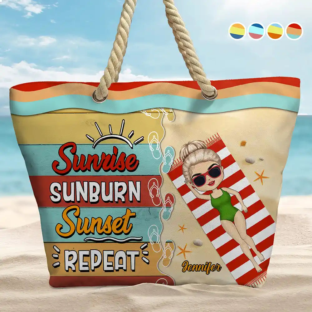 Sunrise Sunburn Sunset - Personalized Beach Bag