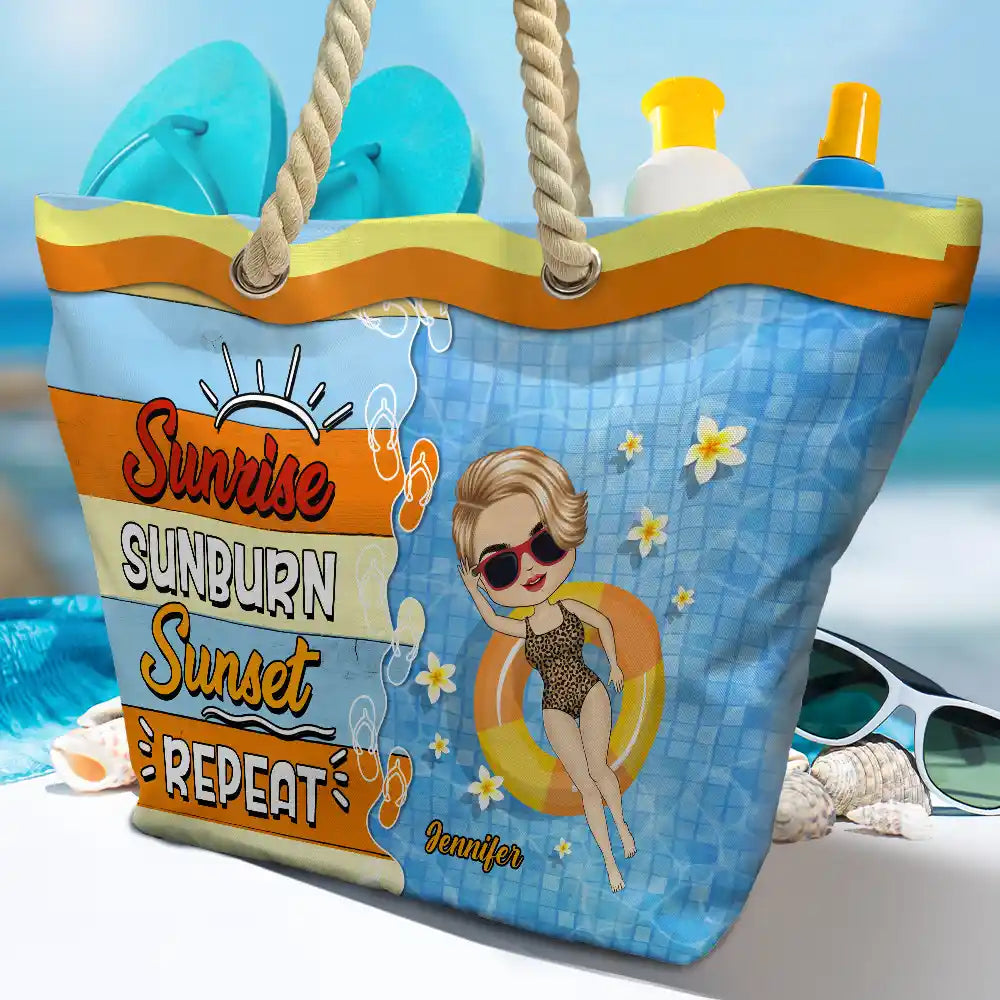Sunrise Sunburn Sunset - Personalized Beach Bag