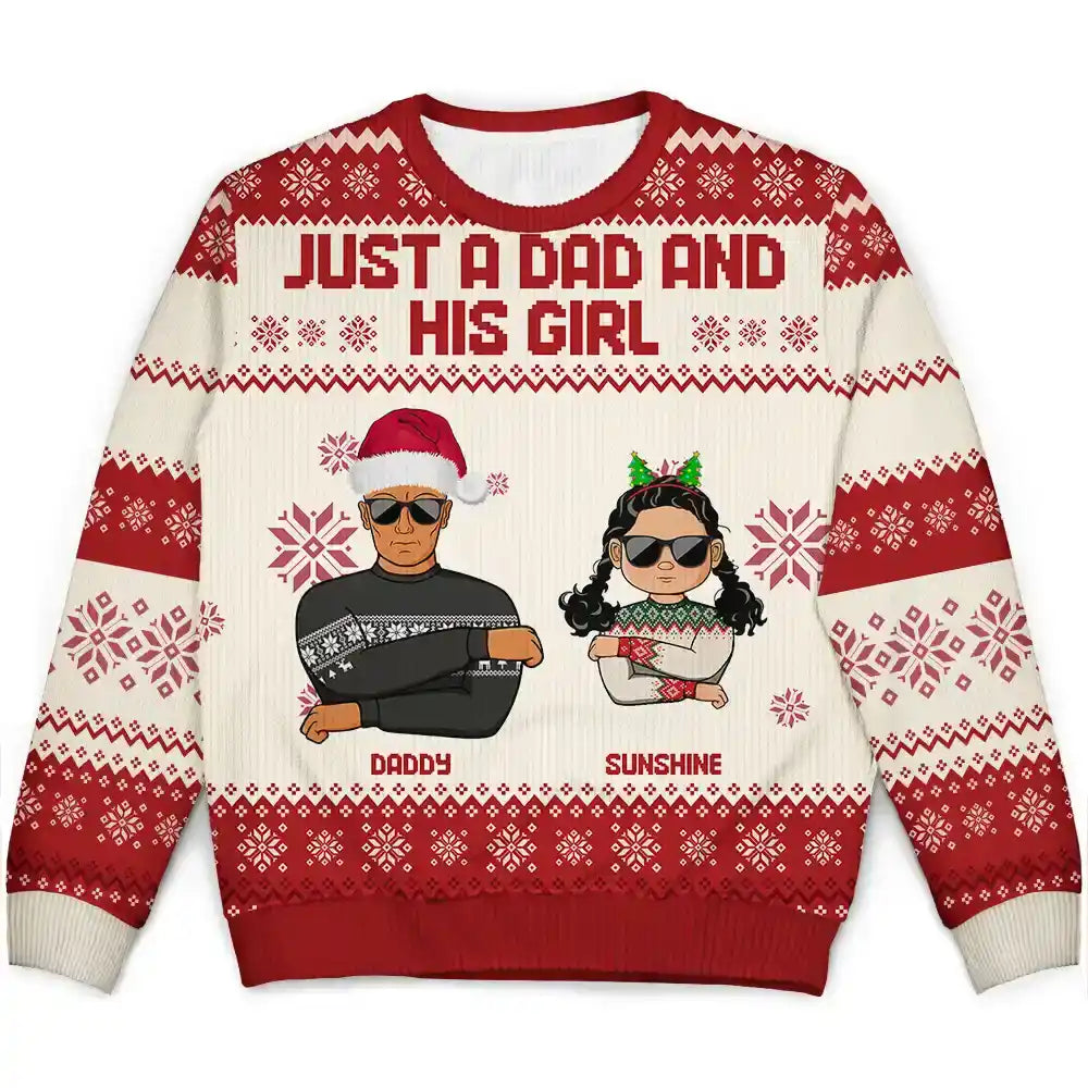 Noël, juste un papa et sa fille - Pull moche unisexe personnalisé 