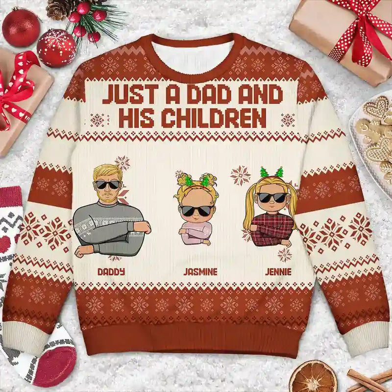 Christmas Just A Dad And His Girl - Personalized Unisex Ugly Sweater