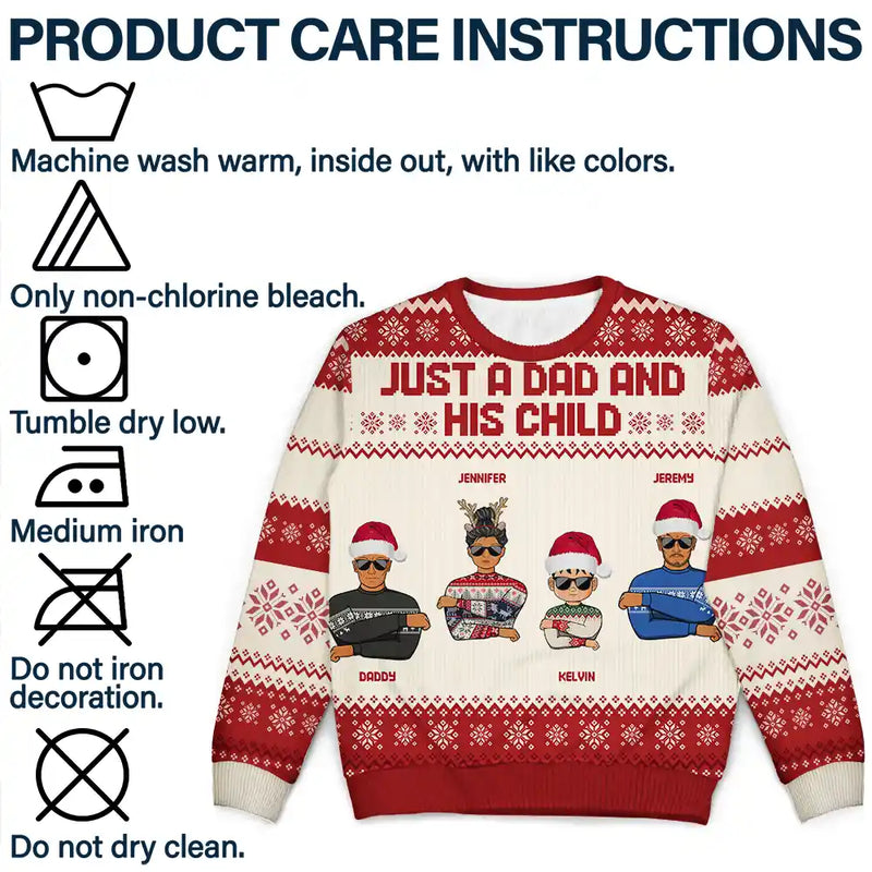 Christmas Just A Dad And His Girl - Personalized Unisex Ugly Sweater