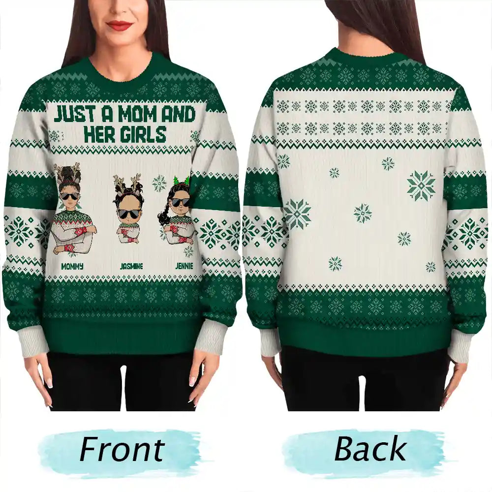 Christmas Just A Mom And Her Boy - Personalized Unisex Ugly Sweater