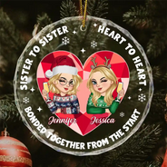 Heart To Heart - Personalized Circle Glass Ornament