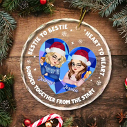 Heart To Heart - Personalized Circle Glass Ornament