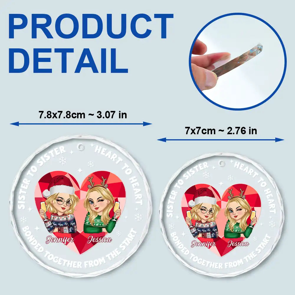Heart To Heart - Personalized Circle Glass Ornament