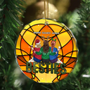 Christmas Bestie Sitting - Personalized Circle Glass Ornament