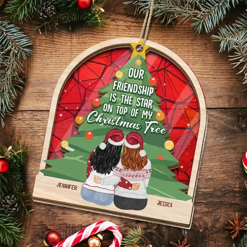 Our Friendship Is The Star - Personalized Suncatcher Ornament