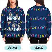 Photo personnalisée de Noël avec sapin de Noël familial - Pull moche unisexe personnalisé 