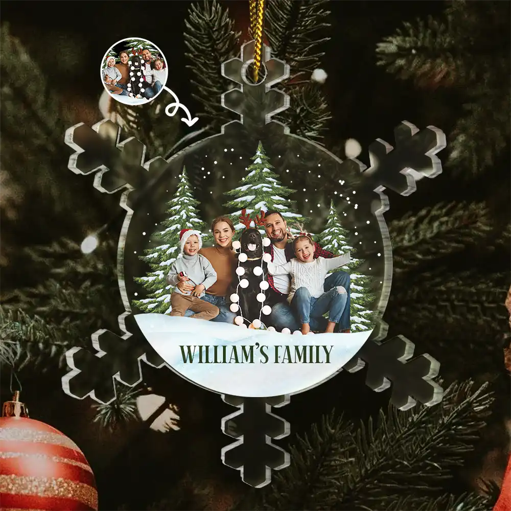 Christmas Custom Photo Family Pet Face - Personalized Custom Shaped Acrylic Ornament