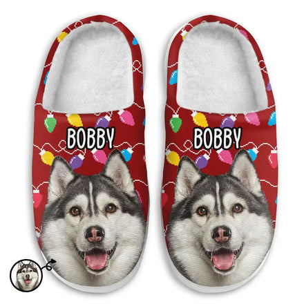 Chaussons moelleux personnalisés avec photo de visage d'animal de compagnie 