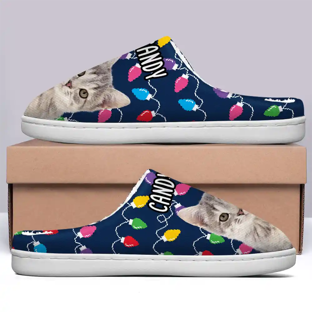 Chaussons moelleux personnalisés avec photo de visage d'animal de compagnie 