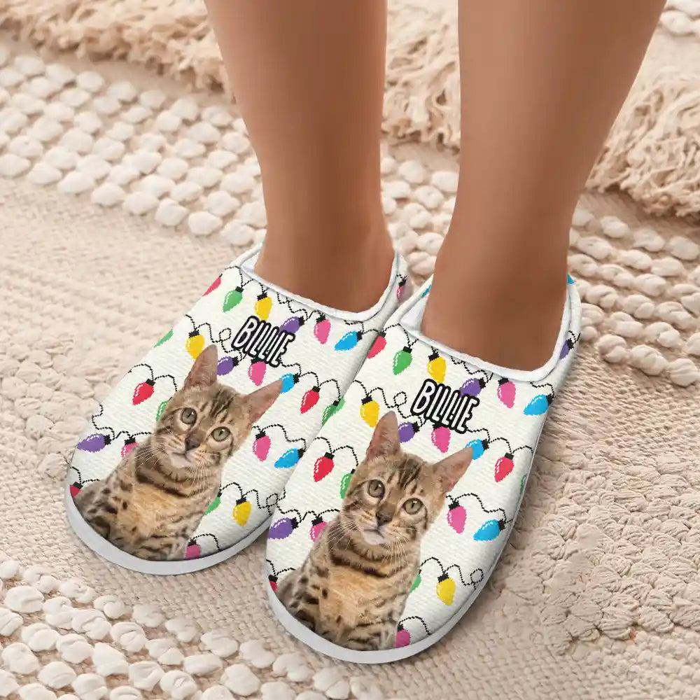 Chaussons moelleux personnalisés avec photo de visage d'animal de compagnie 