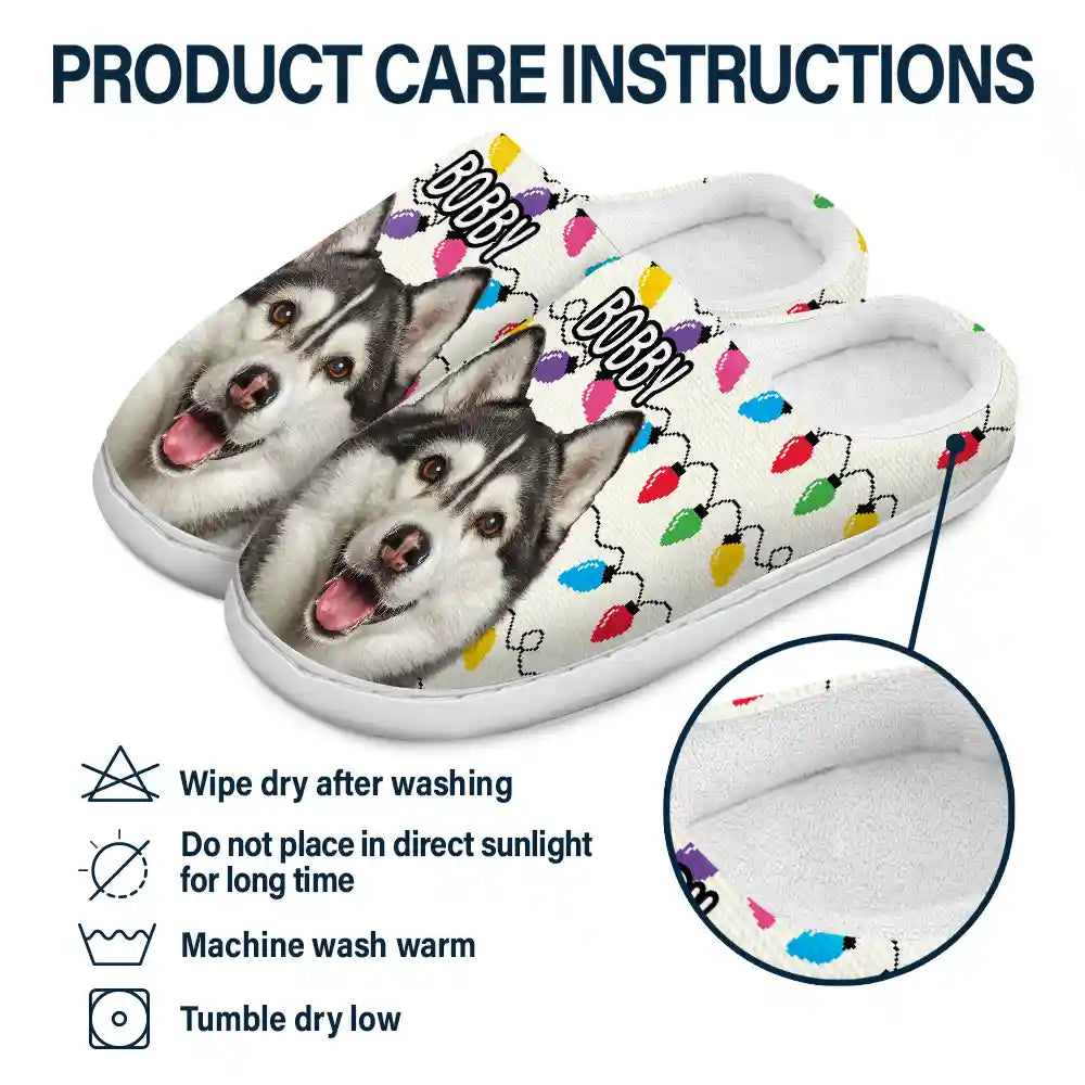 Chaussons moelleux personnalisés avec photo de visage d'animal de compagnie 