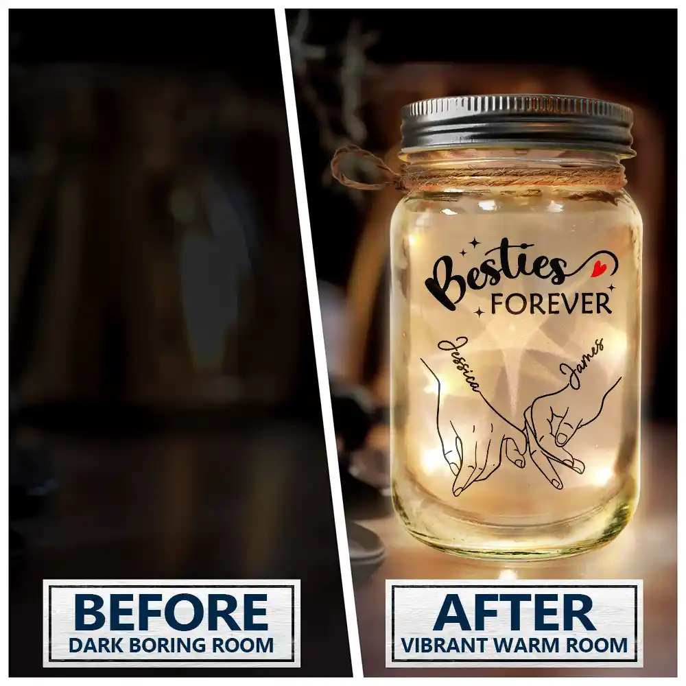 Gift For Bestie - Bestie Our Memories Are Countless Our Friendship Is Endless - Personalized Mason Jar Light