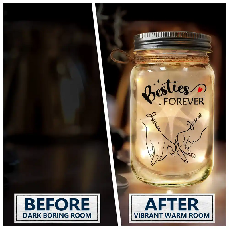 Gift For Bestie - Bestie Our Memories Are Countless Our Friendship Is Endless - Personalized Mason Jar Light