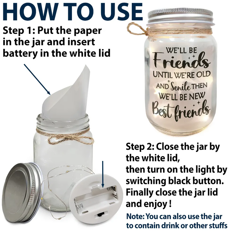 Gift For Bestie - Bestie Our Memories Are Countless Our Friendship Is Endless - Personalized Mason Jar Light