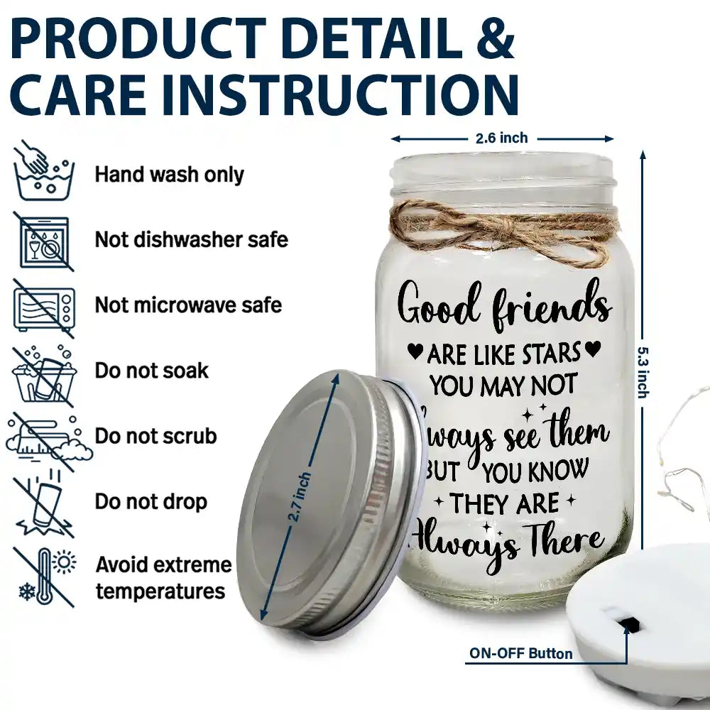 Gift For Bestie - Bestie Our Memories Are Countless Our Friendship Is Endless - Personalized Mason Jar Light