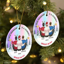 Gift For Bestie - A True Friendship Is A Journey Without An End - Personalized Circle Ceramic Ornament