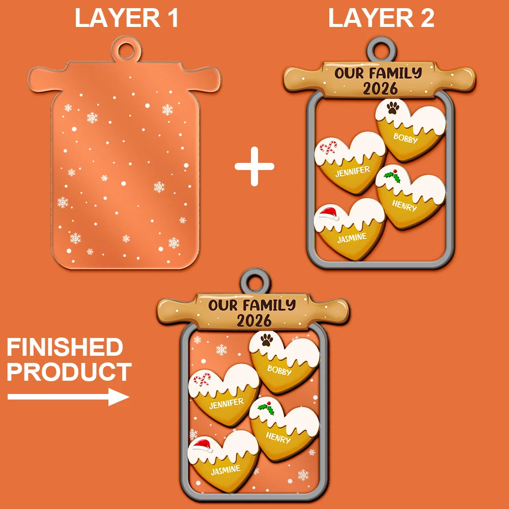 Gingerbread Cookie Our Family - Personalized 2-Layered Mix Ornament