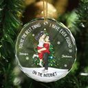 Gift For Couples - Christmas Couple Kissing Best Thing On The Internet - Personalized Circle Glass Ornament