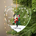 Gift For Couples - Christmas Couple My Favorite Place In All The World - Personalized Heart Shaped Glass Ornament