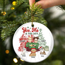 Cat Lovers, Gift For Couples - You, Me And The Cats - Personalized Circle Ceramic Ornament