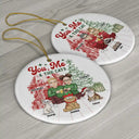 Cat Lovers, Gift For Couples - You, Me And The Cats - Personalized Circle Ceramic Ornament