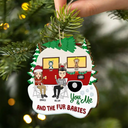 Gift For Couples - Christmas Camper You, Me And The Fur Babies - Personalized Custom Shaped Wooden Ornament