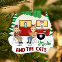 Gift For Couples - Christmas Camper You, Me And The Fur Babies - Personalized Custom Shaped Wooden Ornament