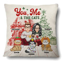Christmas,Gift For Couples,Cat Lovers,Happy - You, Me And The Cats - Personalized Pillow