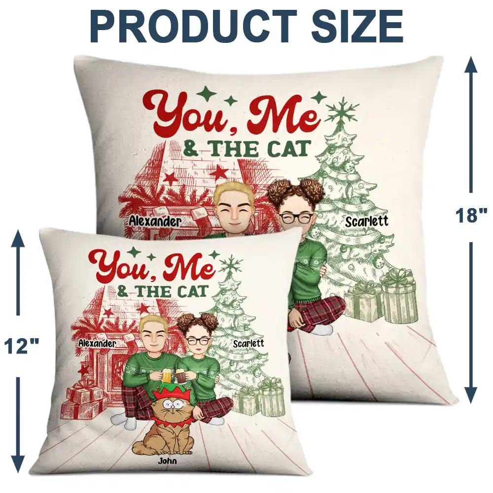 Christmas,Gift For Couples,Cat Lovers,Happy - You, Me And The Cats - Personalized Pillow