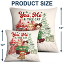 Christmas,Gift For Couples,Cat Lovers,Happy - You, Me And The Cats - Personalized Pillow