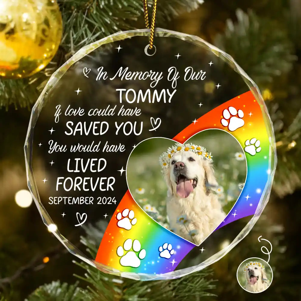 Custom Photo In Loving Memory Memorial Pet Lovers - Personalized Circle Glass Ornament