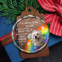 Memorial, Pet Lovers - Custom Photo In Loving Memory Memorial Pet Lovers - Personalized Circle Glass Ornament
