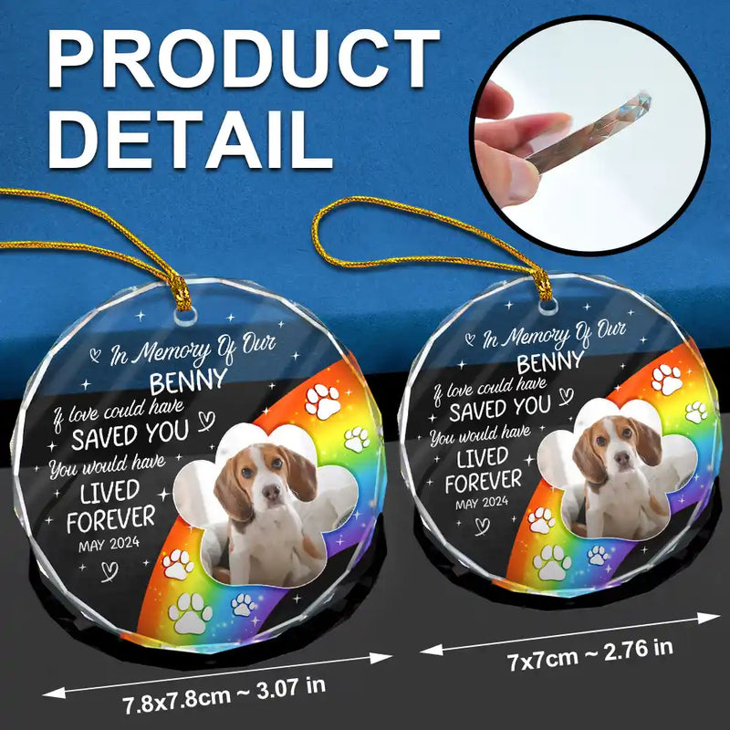 Memorial, Pet Lovers - Custom Photo In Loving Memory Memorial Pet Lovers - Personalized Circle Glass Ornament
