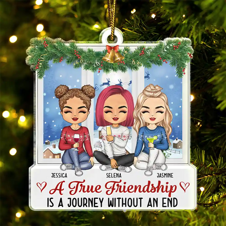 A True Friendship Is A Journey Without An End - Personalized Custom Shaped Acrylic Ornament