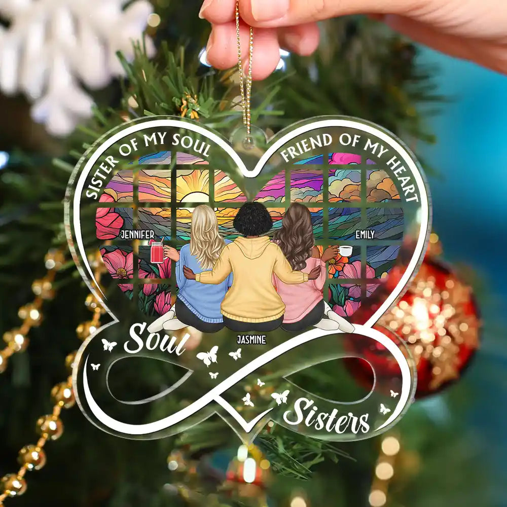 Gift For Sisters,Gift For Bestie,Love,Christmas - Sister Of My Soul - Personalized Custom Shaped Acrylic Ornament