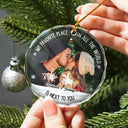 Christmas,Gift For Couples,Gift For Husband,Gift For Wife,Gift For Boyfriend,Gift For Girlfriend,Custom Photo,Happy - Custom Photo Christmas Couple My Favorite Place - Personalized Glass Ornament