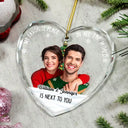 Christmas,Gift For Couples,Gift For Husband,Gift For Wife,Gift For Boyfriend,Gift For Girlfriend,Custom Photo,Happy - Custom Photo Christmas Couple My Favorite Place - Personalized Glass Ornament