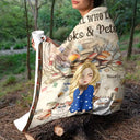 Reading,Pet Lovers,Cat Lovers,Dog Lovers,Happy - Just A Girl Who Loves Books & Pets - Personalized Fleece Blanket, Sherpa Blanket