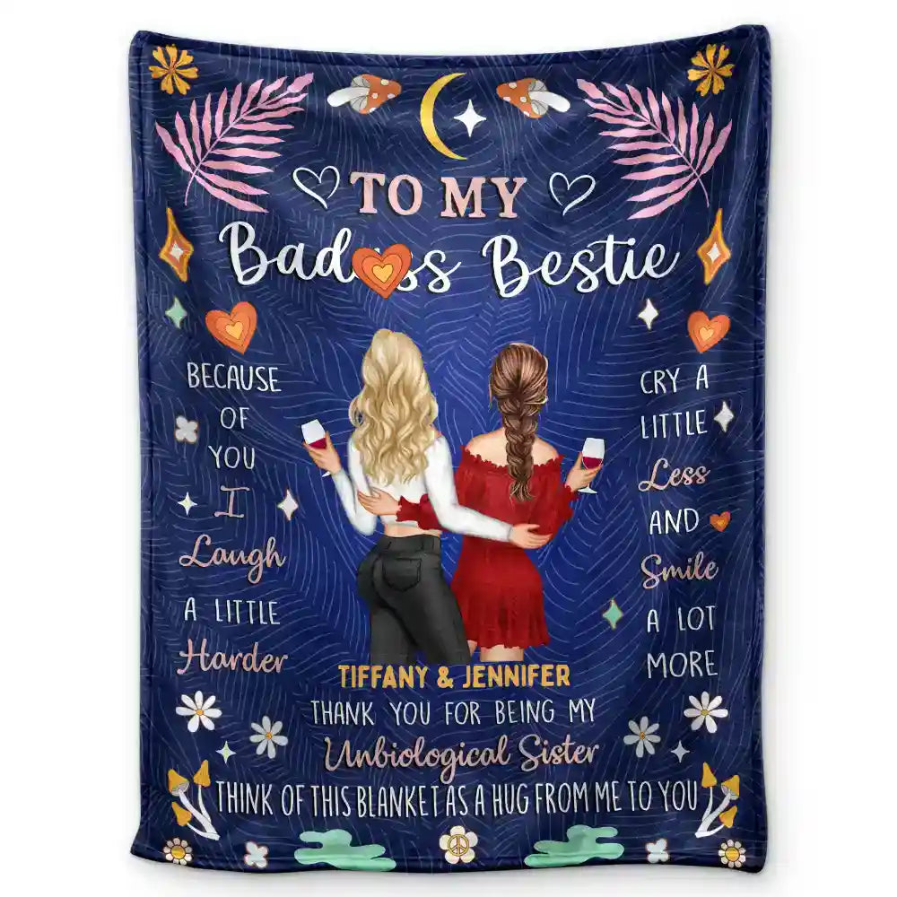 Because Of You Besties - Personalized Fleece Blanket, Sherpa Blanket