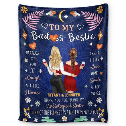 Because Of You Besties - Personalized Fleece Blanket, Sherpa Blanket