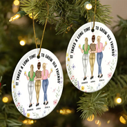 Gift For Bestie - It Takes A Long Time To Grow An Old Friend - Personalized Circle Ceramic Ornament