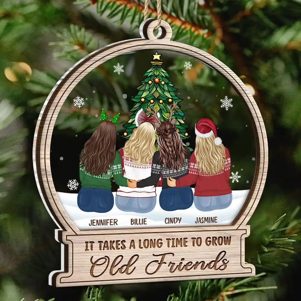 Sapin de Noël « Grow Old Friends » – Décoration personnalisée à 2 couches 