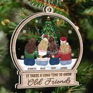 Gift For Bestie - Christmas Tree Grow Old Friends - Personalized 2-Layered Mix Ornament