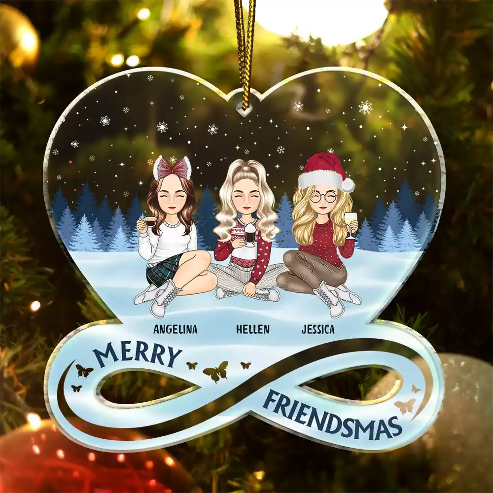 Christmas Cartoon Merry Friendsmas - Personalized Custom Shaped Acrylic Ornament