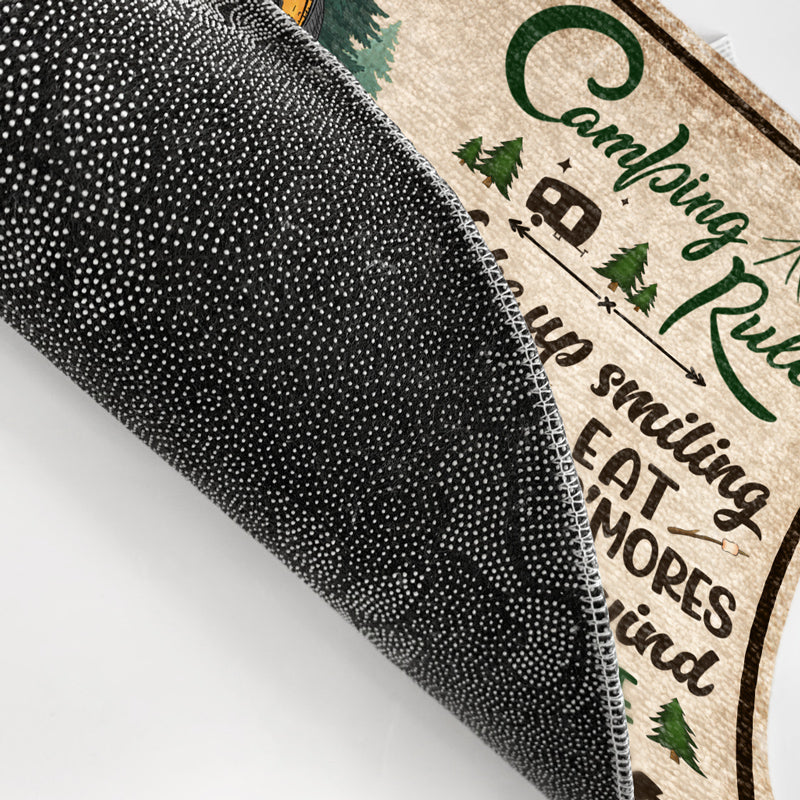 Règles de camping : réveillez-vous en souriant et créez des souvenirs ! Cadeau pour les couples en camping ! Paillasson personnalisé